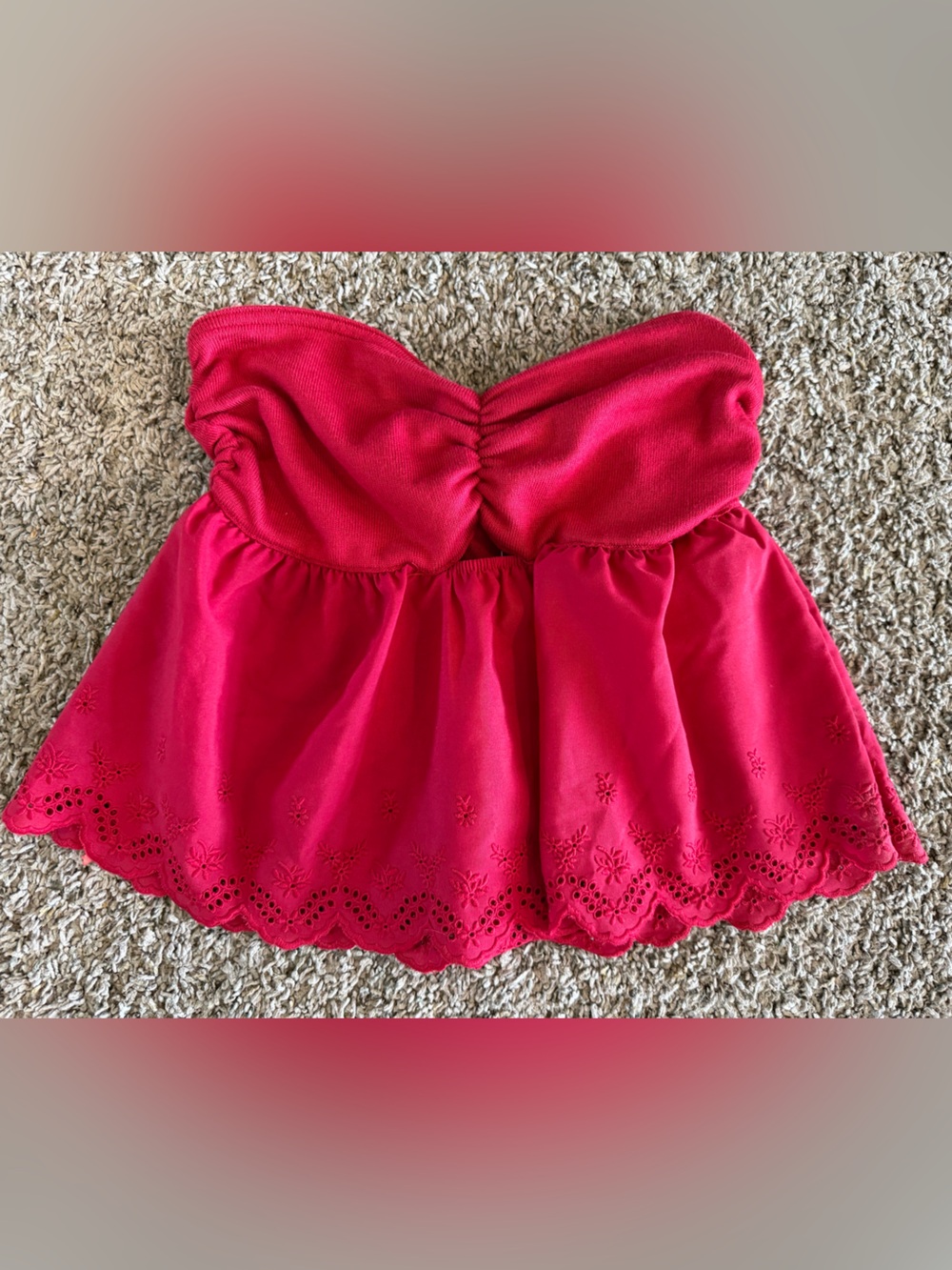 wild fable Strapless Eyelet crop top - red